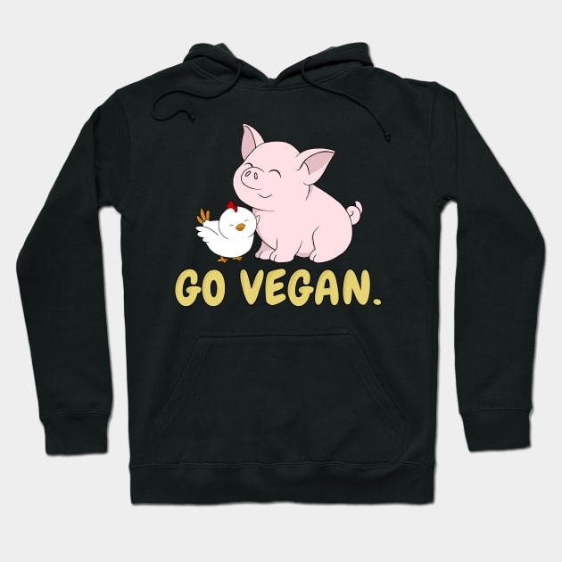 Go Vegan Cute Pig And Chicken 2 Hoodie by valentinahramov